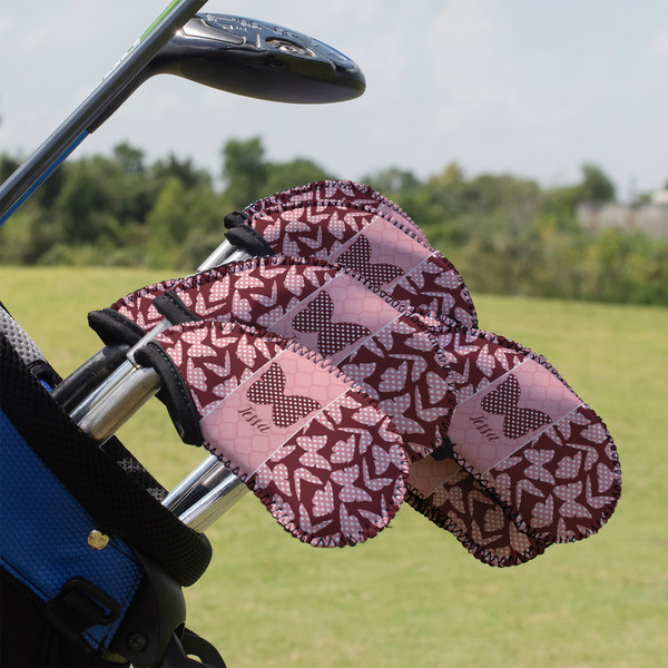 Custom Polka Dot Butterfly Golf Club Iron Cover - Set of 9 (Personalized)