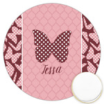 Polka Dot Butterfly Printed Cookie Topper - 3.25" (Personalized)