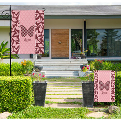 Polka Dot Butterfly Large Garden Flag - Double Sided (Personalized)
