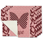 Polka Dot Butterfly Single-Sided Linen Placemat - Set of 4 w/ Name or Text