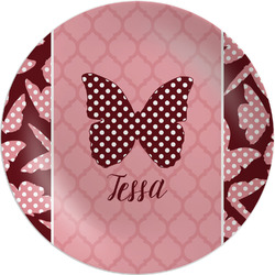 Polka Dot Butterfly Melamine Salad Plate - 8" (Personalized)