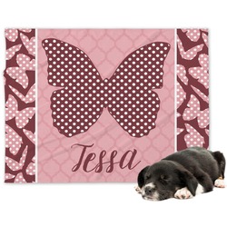Polka Dot Butterfly Dog Blanket - Large (Personalized)