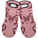 Polka Dot Butterfly Neoprene Oven Mitts - Set of 2 w/ Name or Text