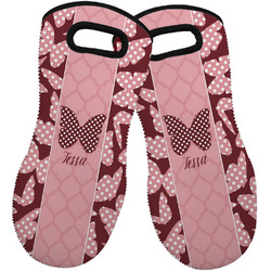 Polka Dot Butterfly Neoprene Oven Mitts - Set of 2 w/ Name or Text