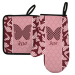 Polka Dot Butterfly Left Oven Mitt & Pot Holder Set w/ Name or Text