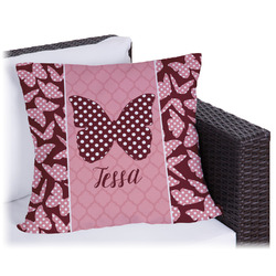 Polka Dot Butterfly Outdoor Pillow - 18" (Personalized)