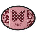 Polka Dot Butterfly Iron On Oval Patch w/ Name or Text