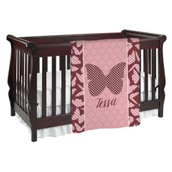 Polka Dot Butterfly Baby Blanket (Single Sided) (Personalized)