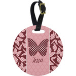 Polka Dot Butterfly Plastic Luggage Tag - Round (Personalized)