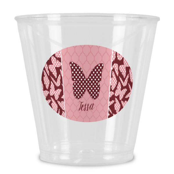 Custom Polka Dot Butterfly Plastic Shot Glass (Personalized)