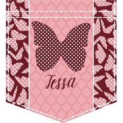 Polka Dot Butterfly Iron On Faux Pocket (Personalized)