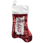 Polka Dot Butterfly Reversible Sequin Stocking - Red (Personalized)