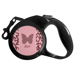 Polka Dot Butterfly Retractable Dog Leash - Small (Personalized)