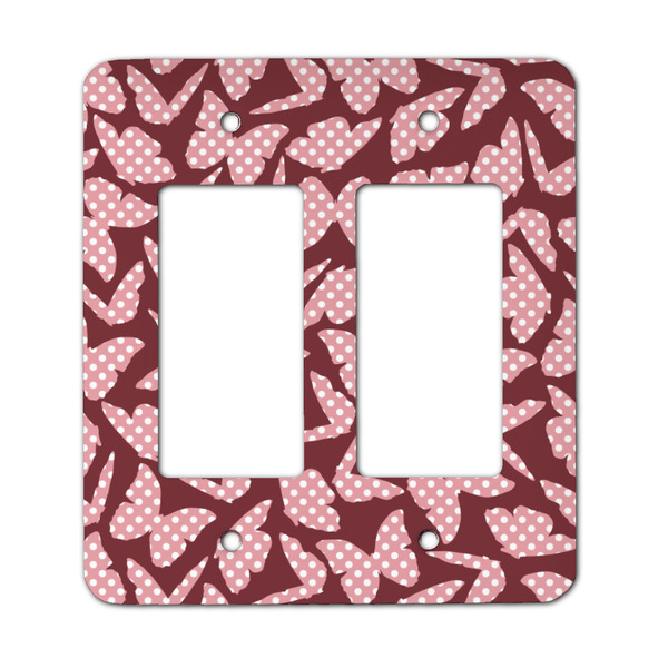 Custom Polka Dot Butterfly Rocker Style Light Switch Cover - Two Switch