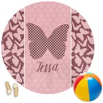 Polka Dot Butterfly Round Beach Towel (Personalized)