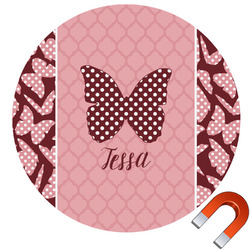 Polka Dot Butterfly Round Car Magnet - 10" (Personalized)