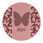 Polka Dot Butterfly Round Linen Placemat - Single Sided (Personalized)