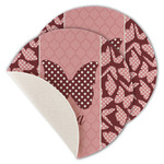 Polka Dot Butterfly Round Linen Placemat - Single Sided - Set of 4 (Personalized)