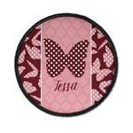 Polka Dot Butterfly Iron On Round Patch w/ Name or Text