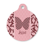 Polka Dot Butterfly Round Pet ID Tag - Small (Personalized)