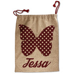 Polka Dot Butterfly Santa Sack - Front (Personalized)