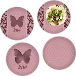 Polka Dot Butterfly Set of 4 Glass Lunch / Dinner Plate 10" (Personalized)