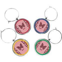 Polka Dot Butterfly Wine Charms (Set of 4) (Personalized)