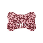 Polka Dot Butterfly Bone Shaped Dog Food Mat (Small) (Personalized)