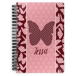 Polka Dot Butterfly Spiral Notebook - 7x10 w/ Name or Text