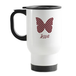 Polka Dot Butterfly Stainless Steel Travel Mug with Handle