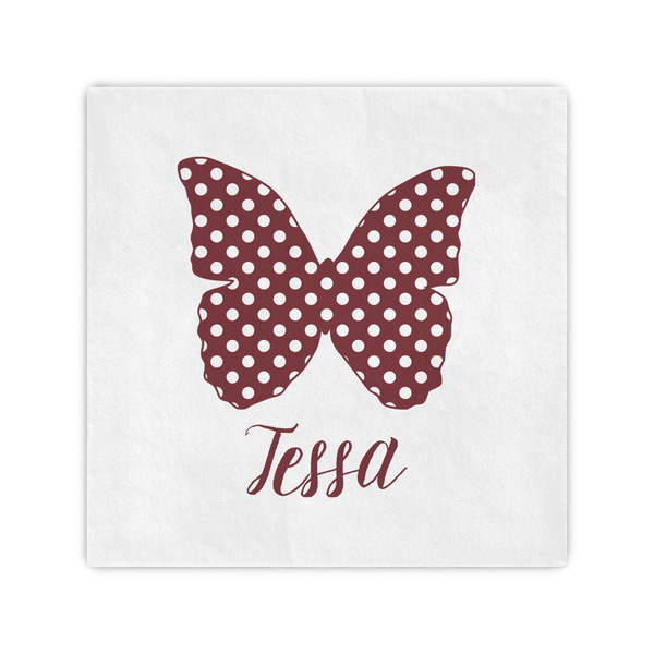 Custom Polka Dot Butterfly Standard Cocktail Napkins (Personalized)