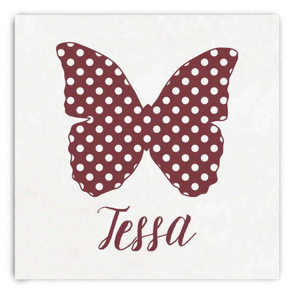 Custom Polka Dot Butterfly Paper Dinner Napkins (Personalized)