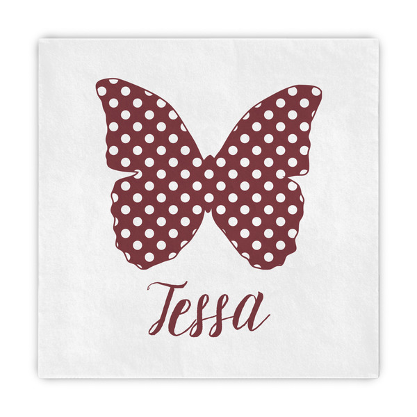 Custom Polka Dot Butterfly Decorative Paper Napkins (Personalized)