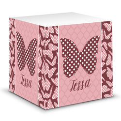 Polka Dot Butterfly Sticky Note Cube (Personalized)