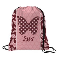 Polka Dot Butterfly Drawstring Backpack - Large (Personalized)
