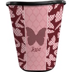 Polka Dot Butterfly Waste Basket - Double Sided (Black) (Personalized)