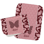 Polka Dot Butterfly Burp Cloths - Fleece - Set of 2 w/ Name or Text