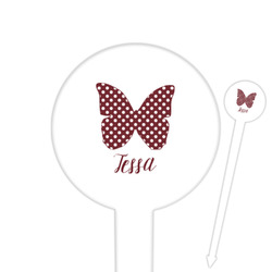 Polka Dot Butterfly Round Plastic Food Picks (Personalized)