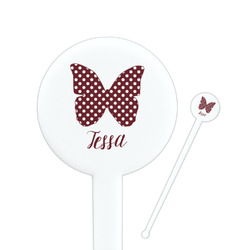 Polka Dot Butterfly Round Plastic Stir Sticks (Personalized)