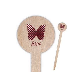 Polka Dot Butterfly 6" Round Wooden Food Picks - Single Sided (Personalized)