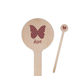 Polka Dot Butterfly 7.5" Round Wooden Stir Sticks - Single Sided (Personalized)