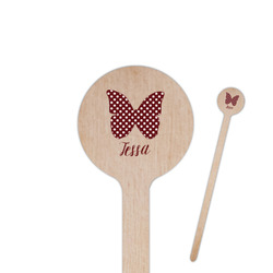 Polka Dot Butterfly 7.5" Round Wooden Stir Sticks - Double Sided (Personalized)