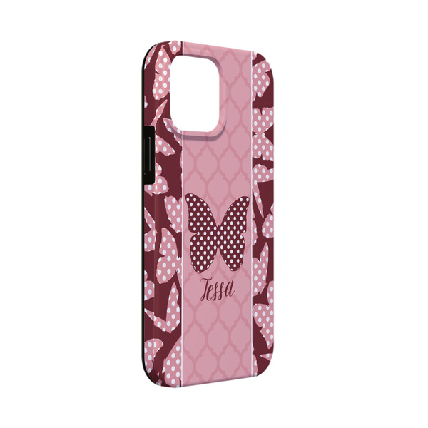 Custom Polka Dot Butterfly iPhone Case - Rubber Lined - iPhone 13 Mini (Personalized)