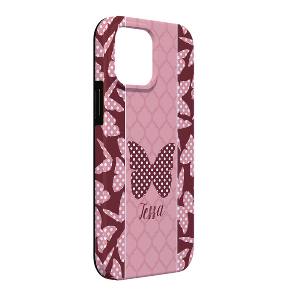 Custom Polka Dot Butterfly iPhone Case - Rubber Lined - iPhone 13 Pro Max (Personalized)