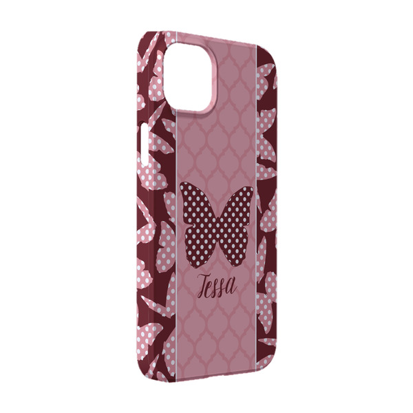 Custom Polka Dot Butterfly iPhone Case - Plastic - iPhone 14 (Personalized)