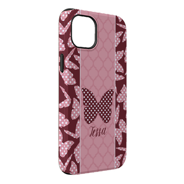 Custom Polka Dot Butterfly iPhone Case - Rubber Lined - iPhone 14 Pro Max (Personalized)