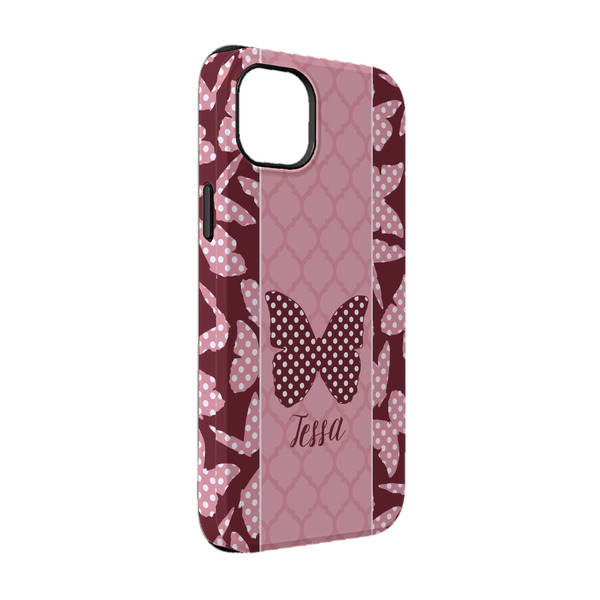 Custom Polka Dot Butterfly iPhone Case - Rubber Lined - iPhone 14 Pro (Personalized)