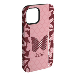 Polka Dot Butterfly iPhone Case - Rubber Lined - iPhone 15 Pro Max (Personalized)