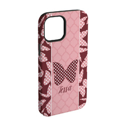 Polka Dot Butterfly iPhone Case - Rubber Lined - iPhone 15 Pro (Personalized)