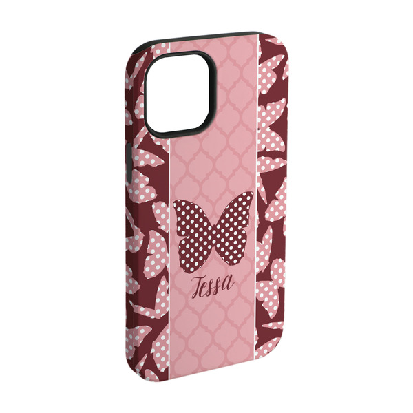 Custom Polka Dot Butterfly iPhone Case - Rubber Lined - iPhone 15 (Personalized)